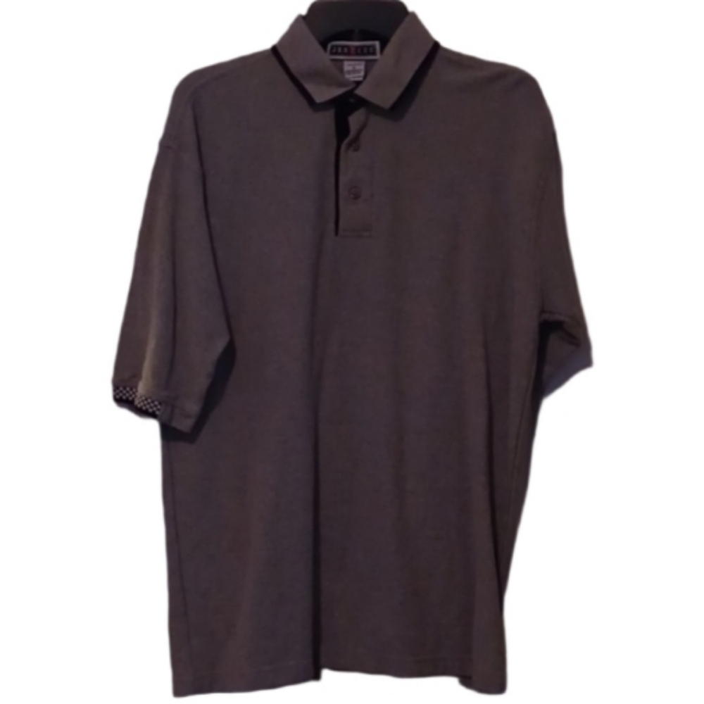 -- Jerzees Gray Polo Shirt with Black Trim